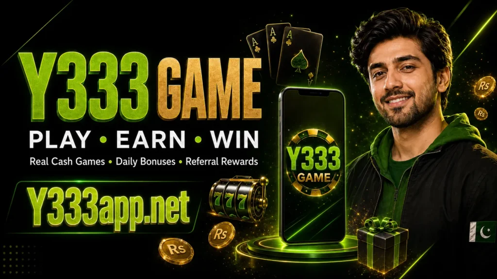 Y333 Game real cash games, daily bonuses and referral rewards in Pakistan